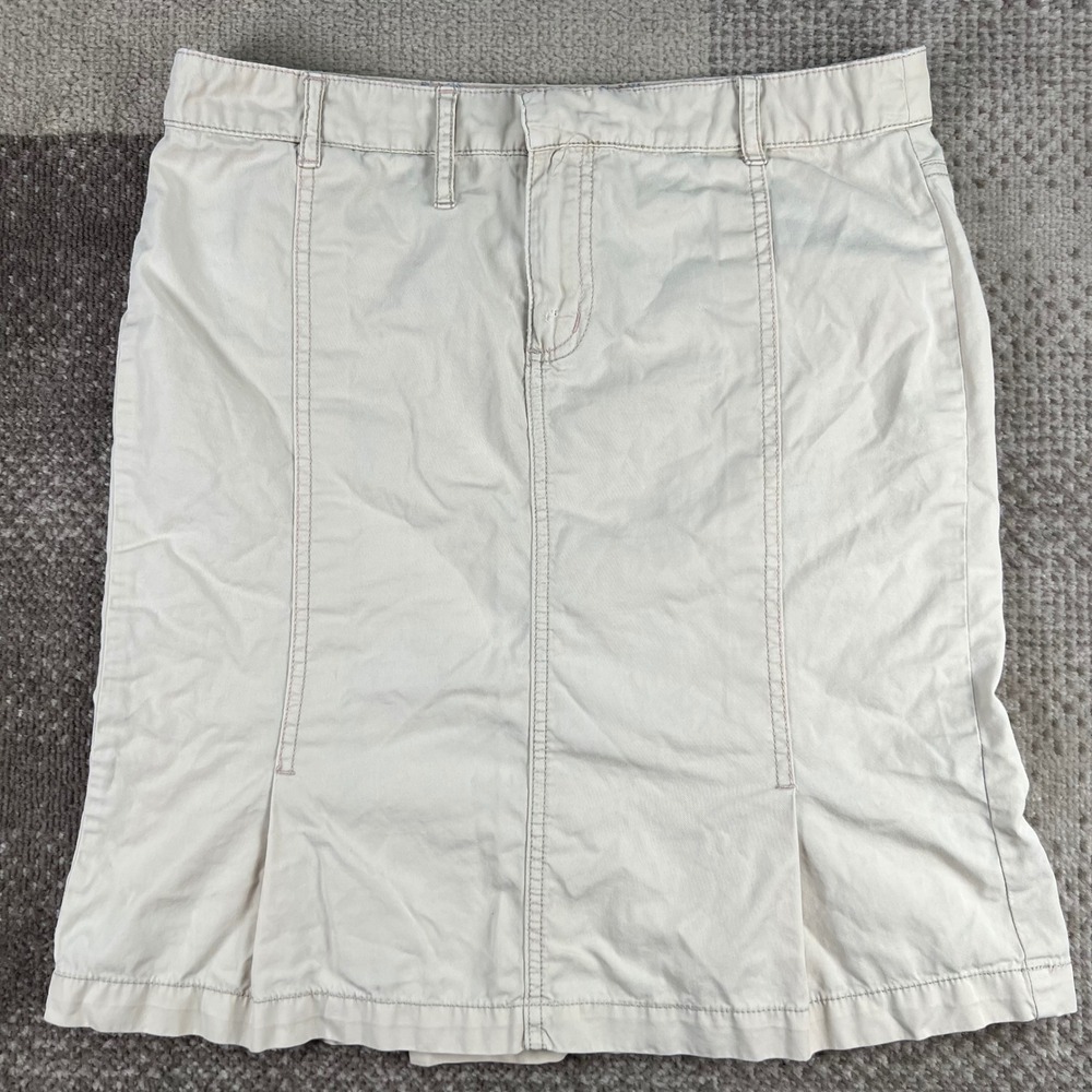 Y2K American Eagle Outfitters Womens Tan Khaki Cotton Utility Cargo Skirt Size 8
